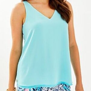 Lilly Pulitzer Aqua Sleeveless V-Neck Top